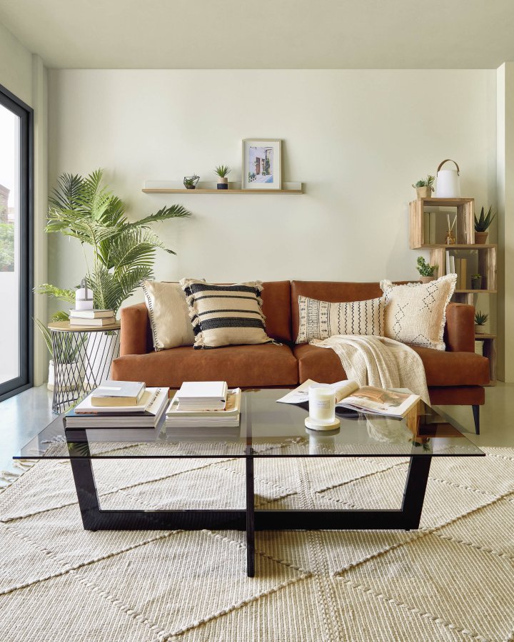 KAVE HOME Plum salongbord - grtt/svart glass/stl, rektangulrt (120x70)