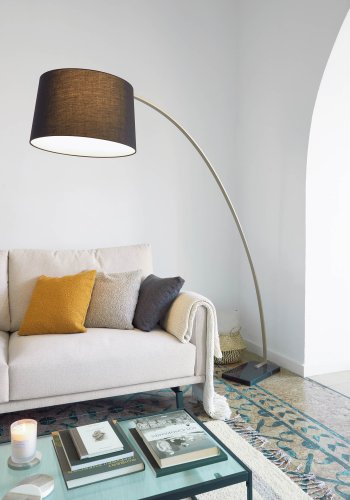 KAVE HOME Juhe gulvlampe - gull stl og sort stoff/marmor