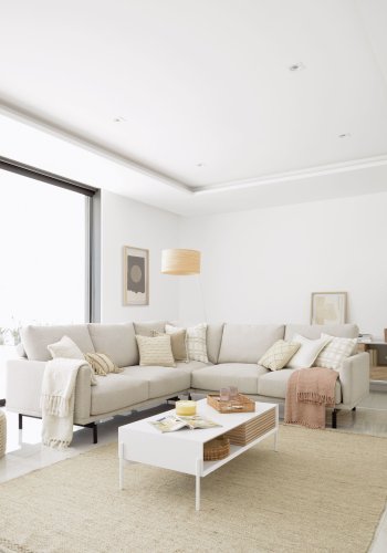 KAVE HOME Galene hj�rnesofa - beige genbrugsfibre og jern