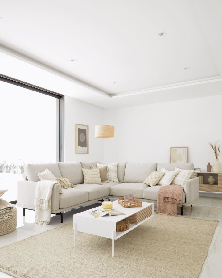 KAVE HOME Galene hj�rnesofa - beige genbrugsfibre og jern