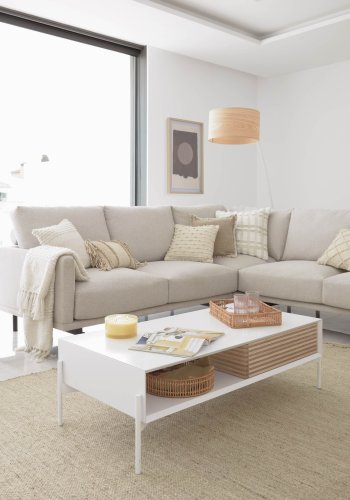 KAVE HOME Galene hj�rnesofa - beige genbrugsfibre og jern