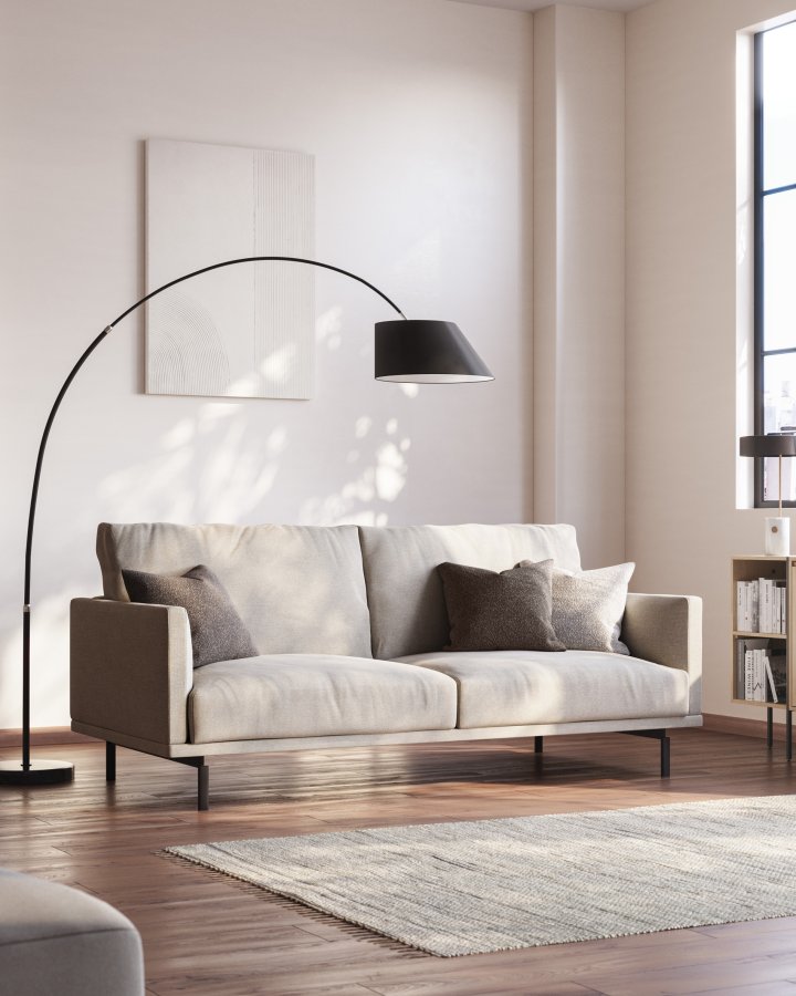 KAVE HOME Galene 3-seters sofa - beige resirkulerte fibre og jern