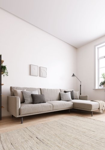 KAVE HOME Galene 4-manns sofa, med hyre sjeselong - beige resirkulerte fibre og jern
