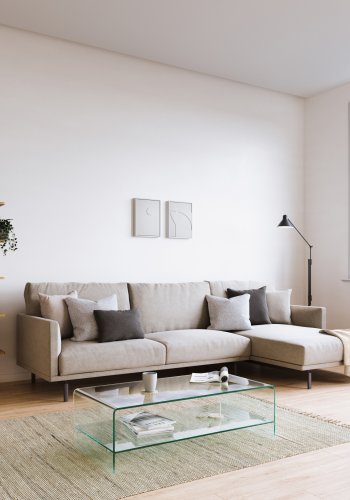 KAVE HOME Burano sofabord, m. hylde - klar glas (110x55)