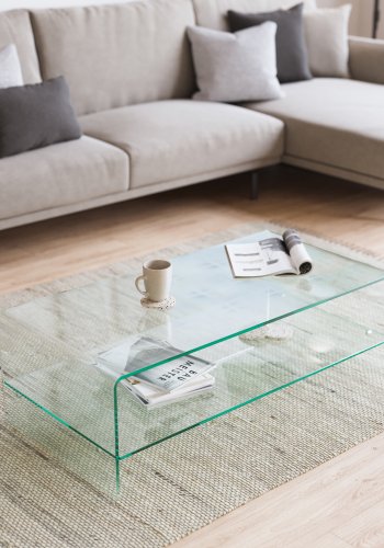 KAVE HOME Burano sofabord, m. hylde - klar glas (110x55)