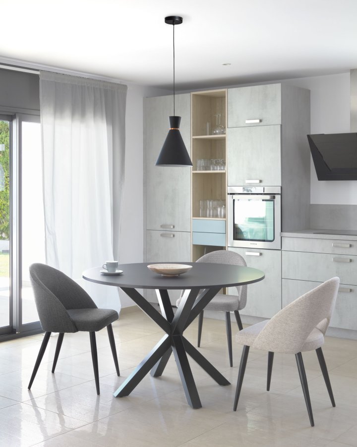 KAVE HOME Mael spisebordstol - beige stoff og sort stl