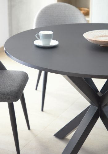 KAVE HOME Full Argo spisebord, rundt - svart tre og sort stl (120)