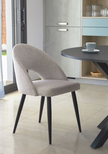 KAVE HOME Mael spisebordstol - beige stoff og sort stl