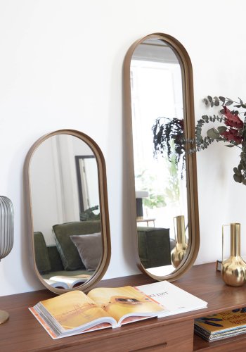 KAVE HOME Hestia bordlampe - grtt glass og messingmetall