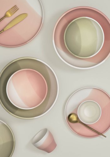 KAVE HOME Sayuri stor skl - rosa og hvitt porselen (24,3)