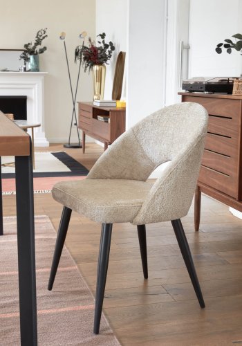 KAVE HOME Mael spisebordstol - beige stoff og sort stl