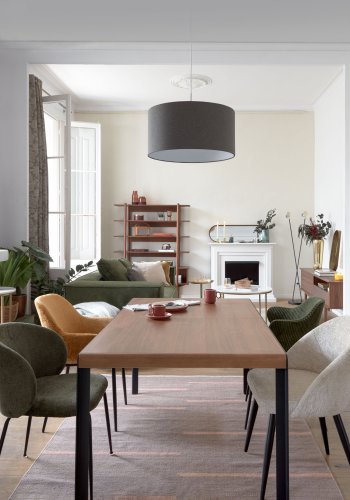 KAVE HOME Mael spisebordstol - beige stoff og sort stl