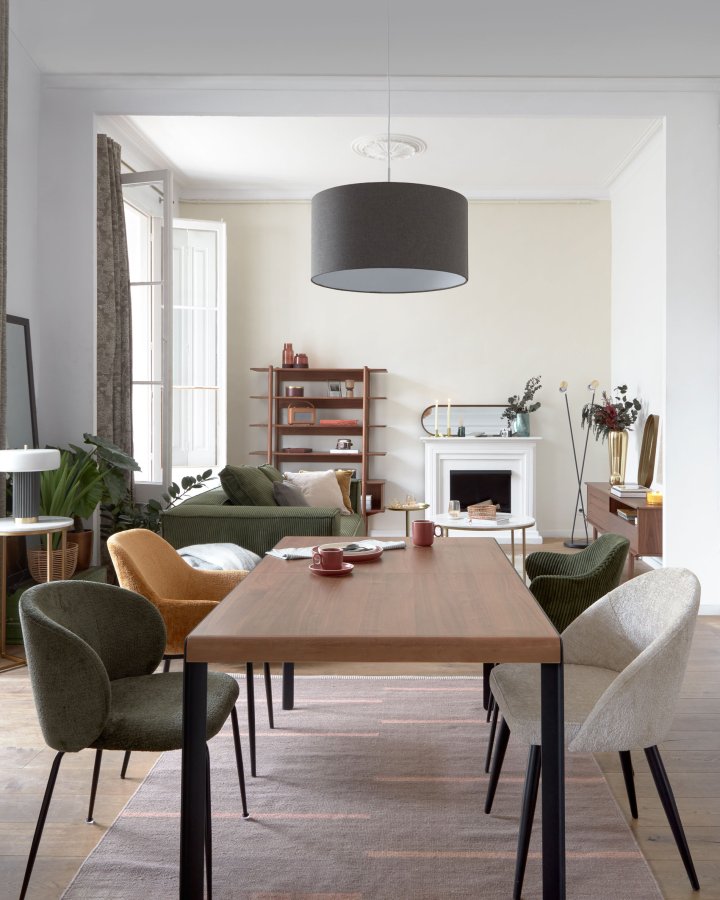 KAVE HOME Mael spisebordstol - beige stoff og sort stl