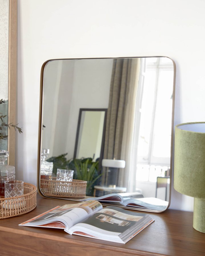 KAVE HOME Marco veggspeil, firkantet - speilglass og gullstl (60x60)