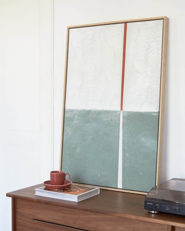 KAVE HOME Malvern-bilde - grnt og hvitt lerret og polystyren (70x50)