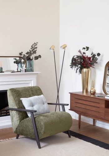 KAVE HOME Clemence gulvlampe - gull og sort metall