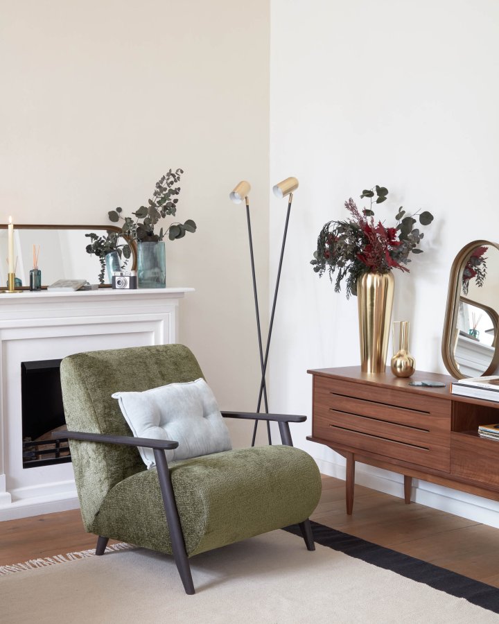 KAVE HOME Clemence gulvlampe - gull og sort metall