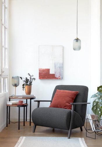 KAVE HOME Hestia taklampe - grtt glass og messingmetall