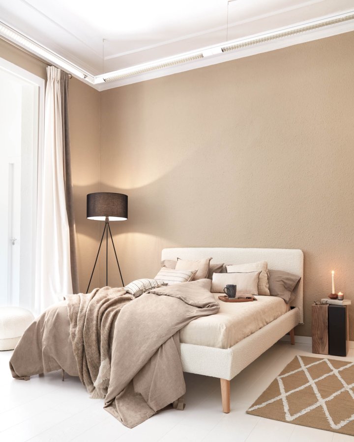 KAVE HOME Lydia trekk til sengeramme - hvitt fleecestoff (160x200)