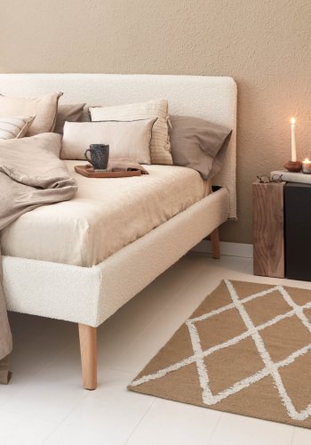 KAVE HOME Lydia trekk til sengeramme - hvitt fleecestoff (160x200)