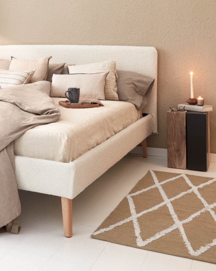 KAVE HOME Lydia trekk til sengeramme - hvitt fleecestoff (160x200)