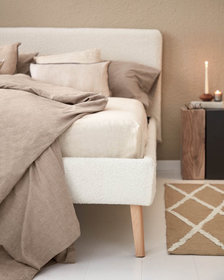 KAVE HOME Lydia trekk til sengeramme - hvitt fleecestoff (160x200)