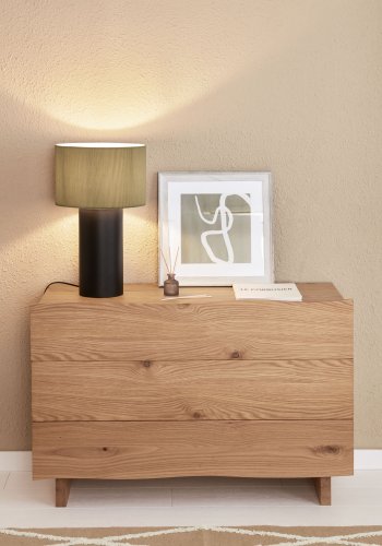 KAVE HOME Domicina bordlampe, rund - grtt lin og svart metall (30)