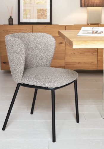 KAVE HOME Ciselia spisestuestol - lysegr stoff og sort stl