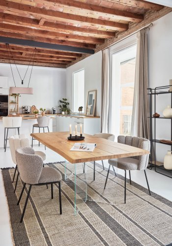 KAVE HOME Ciselia spisestuestol - lysegr stoff og sort stl