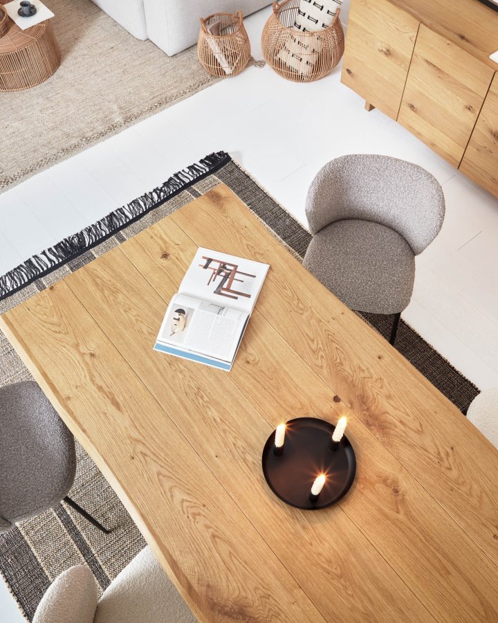 KAVE HOME Lotty spisebord, rektangulrt - naturlig eikefiner og klart glass (160x90)