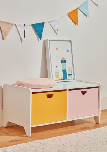 KAVE HOME Nunila barnebokhylle, m. 2 rom - hvit MDF (78x40)