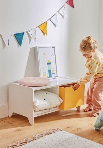 KAVE HOME Nunila barnebokhylle, m. 2 rom - hvit MDF (78x40)