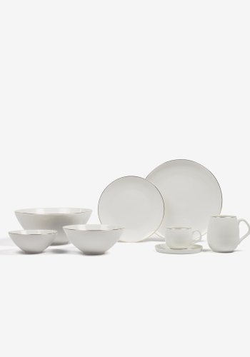 KAVE HOME Taisia stor skl - hvitt og gull porselen (24,5)