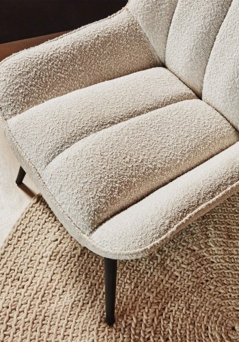 KAVE HOME Marline lenestol - hvitt stoff og sort stl