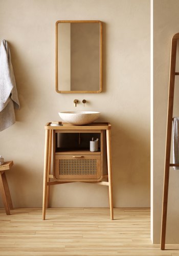 KAVE HOME Shamel veggspeil, rektangulrt - speilglass og naturlig teak (45x70)