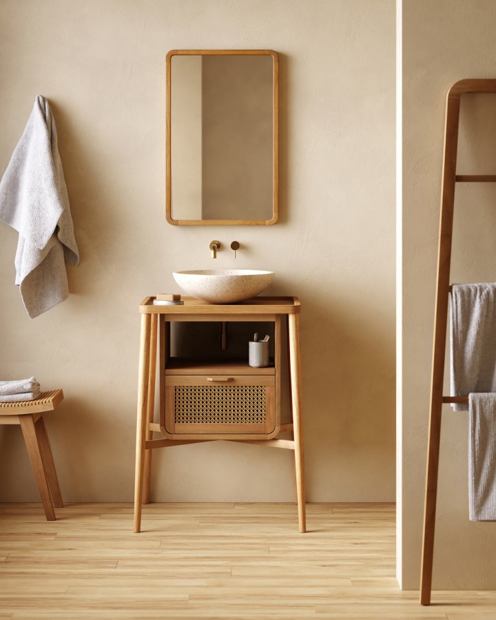 KAVE HOME Uliana hndklestativ - naturlig teak (50x160)