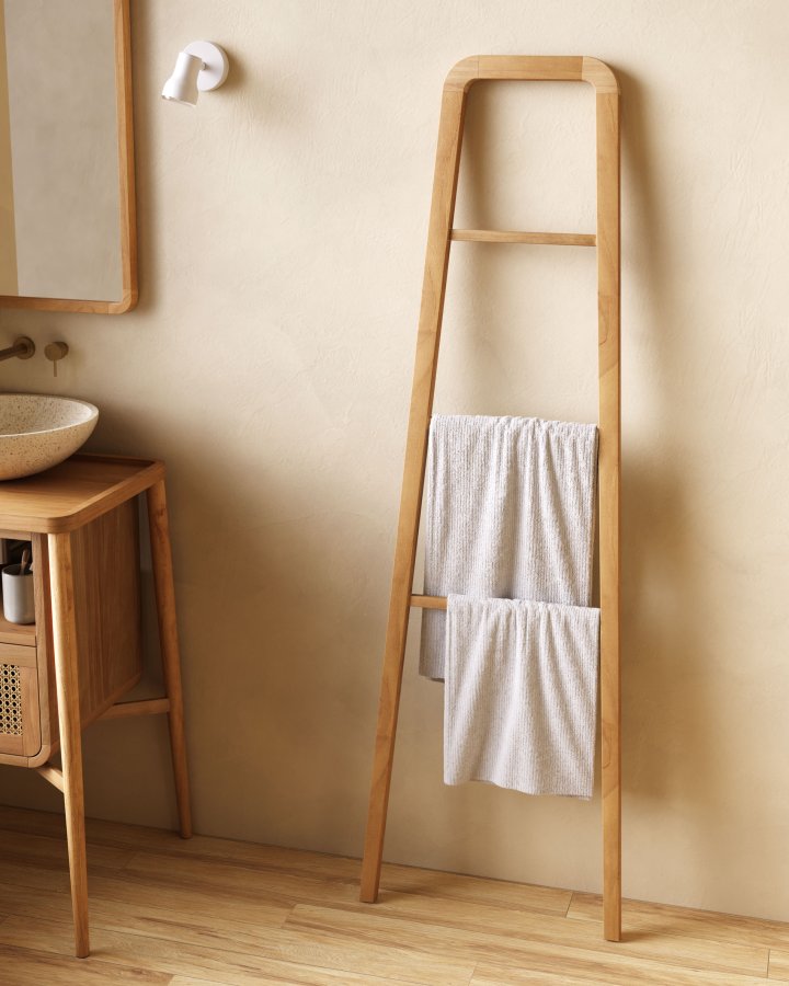 KAVE HOME Uliana hndklestativ - naturlig teak (50x160)