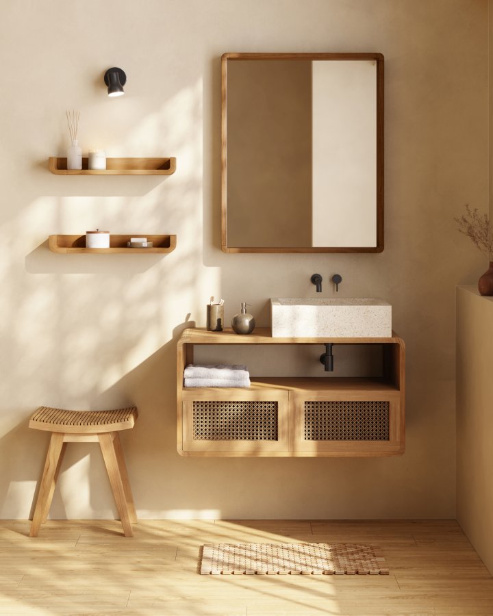 KAVE HOME sndagsveggspeil - speilglass med ramme i teak (80x65)