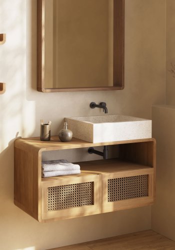 KAVE HOME sndagsvask, rektangulr - hvit terrazzo (40x45)