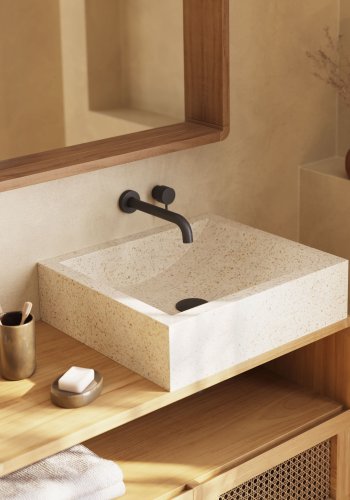 KAVE HOME sndagsvask, rektangulr - hvit terrazzo (40x45)