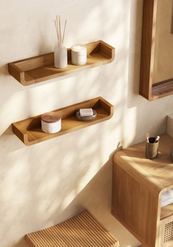 KAVE HOME Shamel vghylde til badevrelset - natur teaktr (st af 2)