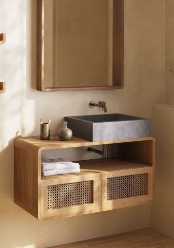 KAVE HOME Sunday Badezimmerwaschbecken, rechteckig – schwarzer Terrazzo (40x45)