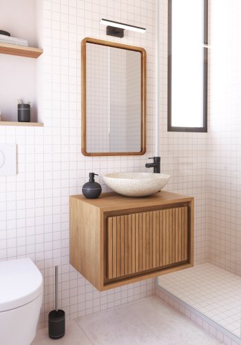 KAVE HOME Shamel veggspeil, rektangulrt - speilglass og naturlig teak (45x70)