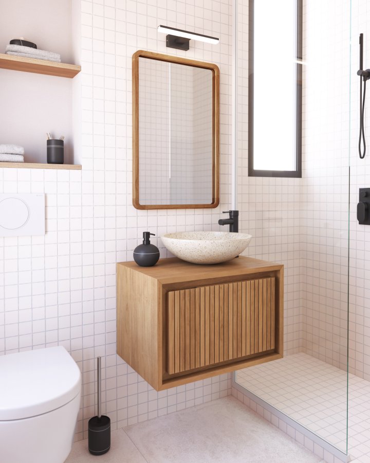 KAVE HOME Shamel veggspeil, rektangulrt - speilglass og naturlig teak (45x70)