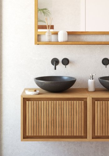 KAVE HOME sndagsvask, rund - svart terrazzo (40)