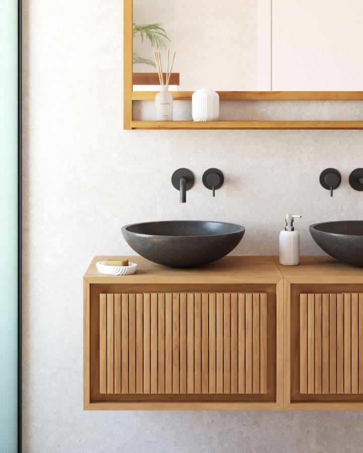 KAVE HOME sndagsvask, rund - svart terrazzo (40)