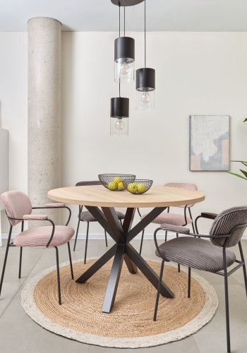 KAVE HOME Full Argo spisebord, rundt - naturlig melamin og sort stl (120)