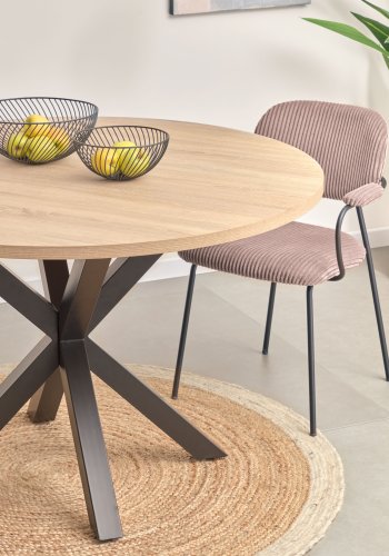 KAVE HOME Full Argo spisebord, rundt - naturlig melamin og sort stl (120)