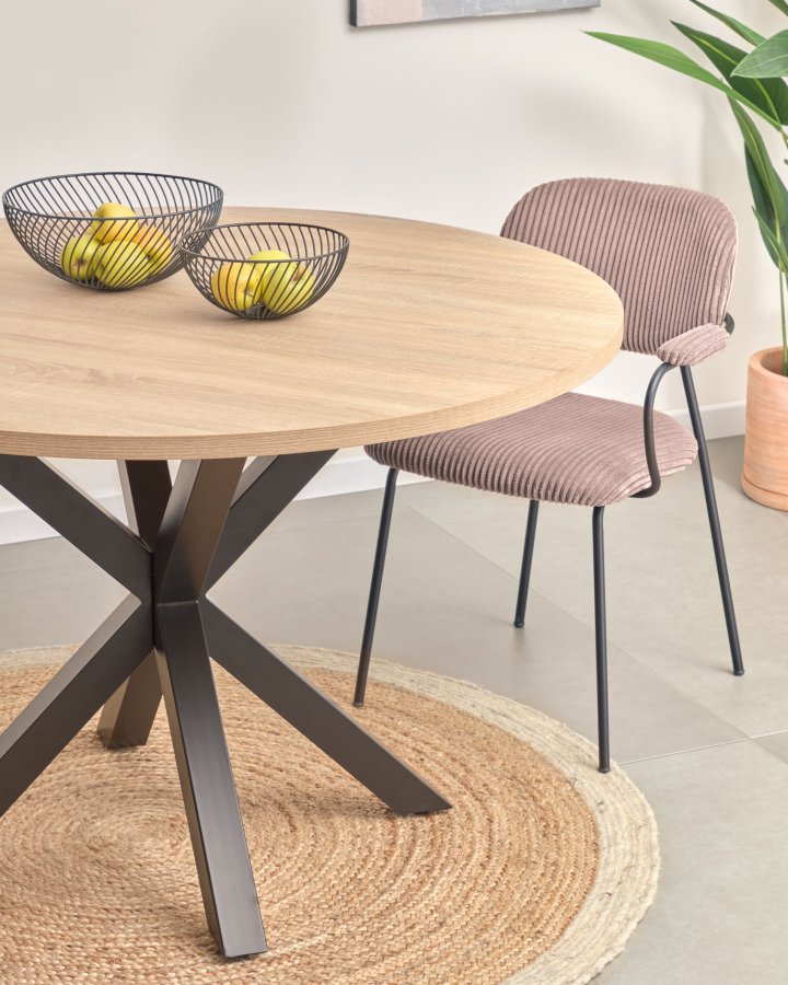 KAVE HOME Full Argo spisebord, rundt - naturlig melamin og sort stl (120)