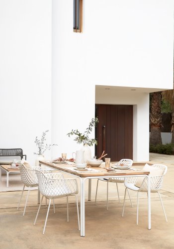 KAVE HOME Quinn spisebordsstol m. armln - hvid plast og metal